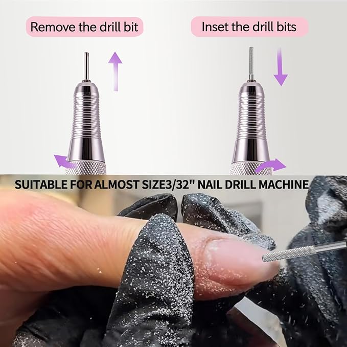 Nail Drill Bit Professional Safety Carbide Nature Nail Buffer Drill Bit 3/32” Cuticle Dead Skin Remover,Nail Prepare Bit Nail Bed File Manicure Two Way Rotate for Home Salon,3XF-Flat