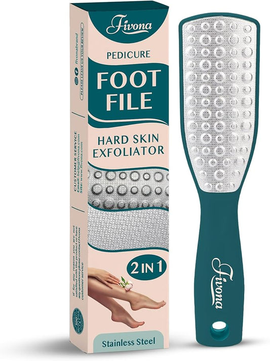 Fivona Professional Foot File - Callus Remover for Feet, Double Sided Foot Rasp for Dry Heels, Foot Scrubber Dead Skin Remover, Corn Removal for Feet