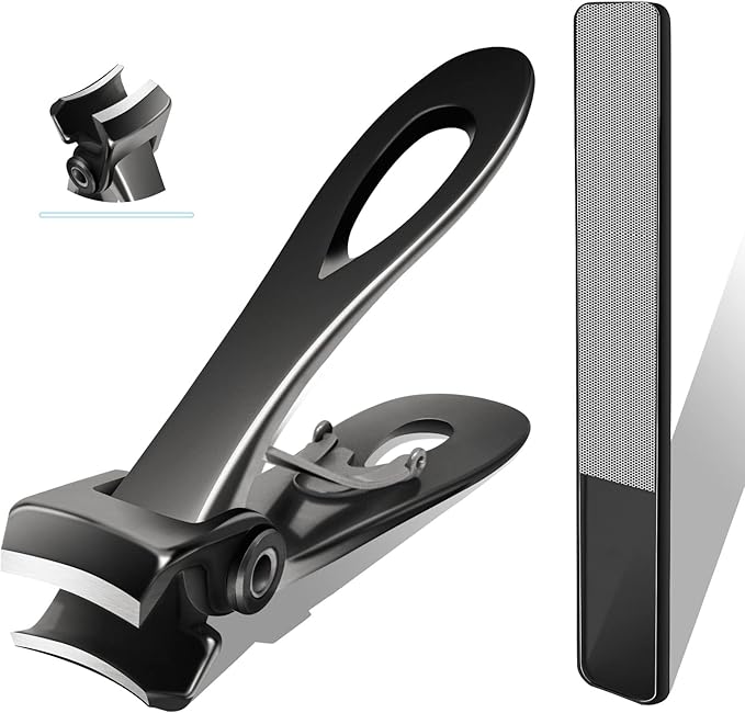 Toenail Clippers for Thick Toenails, Long Handle Wide Jaw Opening Nail Clippers for Adult, Men, Seniors, Extra Large Heavy Duty Toenail Clippers for Fingernail & Ingrown Toenail (2 Piece Set)