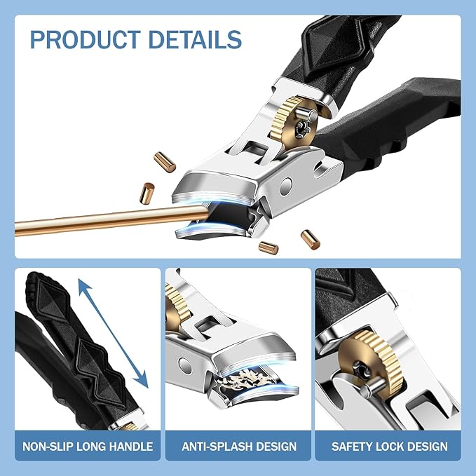 (1SET) 2025 New Orthoclip Toe Nail Clippers，New Ultra Sharp Stainless Steel Wide Jaw Opening Anti-Splash Slanted Nail Clippers of Oblique and Flat Mouth,Thick Nails, Fingernails & Toenails