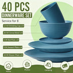40-Piece Wheat Straw Dinnerware Sets, Unbreakable Dishes Set - Image 2