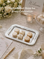 4-Pack Small Silver Serving Trays Set - Image 9