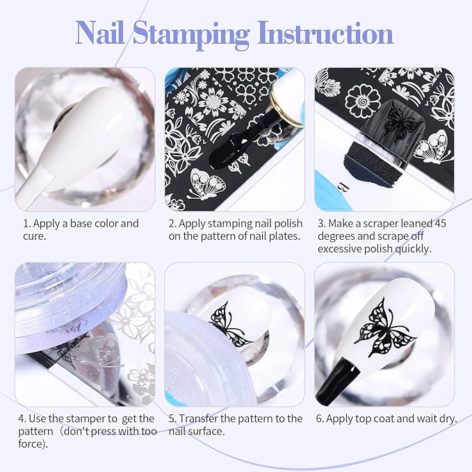 BORN PRETTY French Tip Nail Stamp,4Pcs Nail Art Stamper Kit with Scrapers,Clear Silicone Stamping Long & Short Jelly Stamper Nail Printing Tool for French Manicure Home DIY Salon