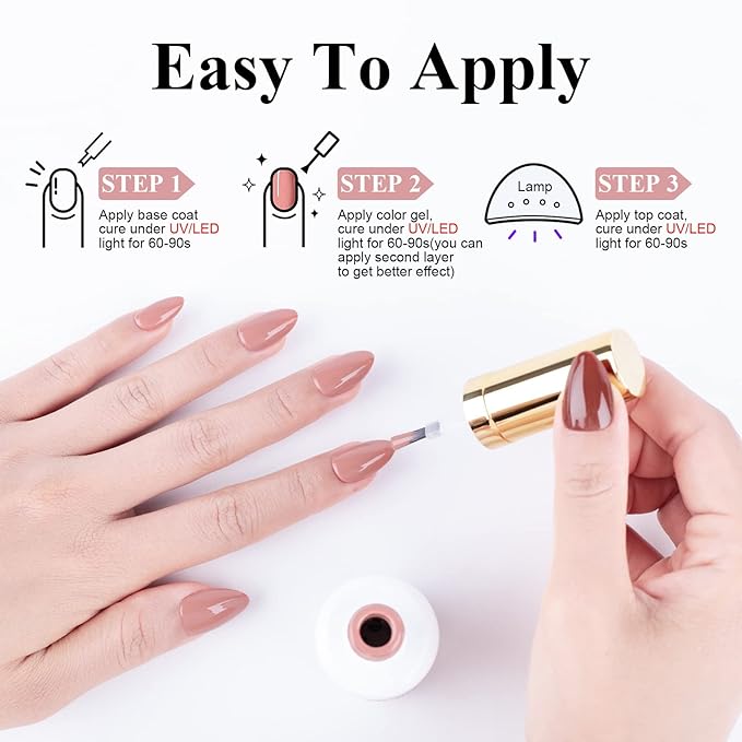 Imtiti Gel Nail Polish, 0.5 Fl Oz Varnished Rosewood Nude Neutral Gel Polish, DIY Nail Art Starter Kit for Women Girls