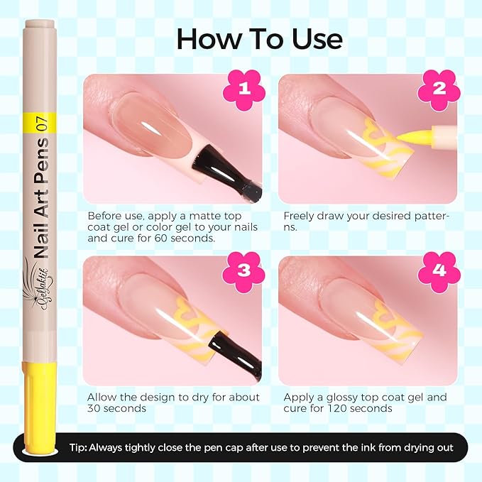 12 Colors Nail Art Pens Set, 3D Nail Polish Pens 0.7mm, Quick-Drying&Waterproof Acrylic Paint Markers, Dotting Liner for DIY Nail Design, Home & Salon Manicure Tools, Ideal for Christmas, Halloween
