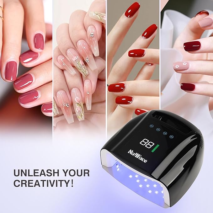 96W Rechargeable UV LED Nail Lamp UV Light for Gel Nails Cordless Nail Lamp Nail Dryer with 42 Beads Smart Sensor & Metal Base