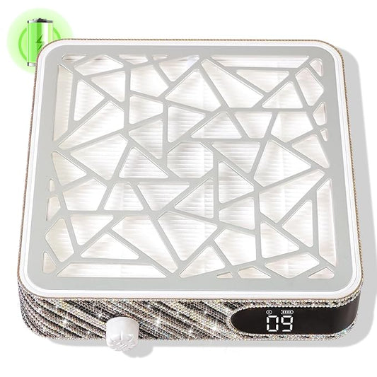 Nail Dust Collector, Cordless Dust Collector Nail Tech, Powerful Vacuum Fan Vent Dust Collector Extractor Dust Suction Machine for Acrylic Nails Polishing, Nail Salon, Zebra Diamond