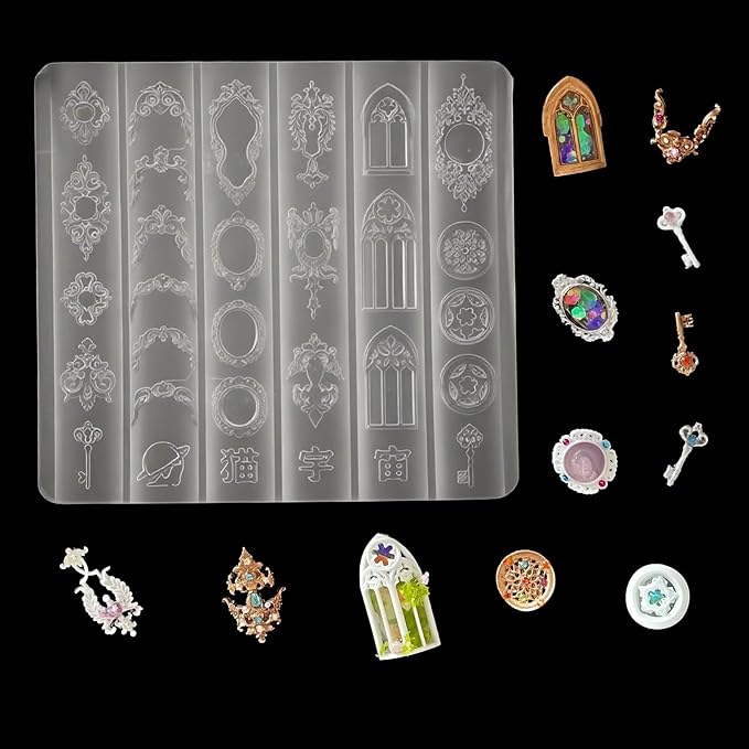 Nail Art Molds Kit - Cathedral Window & Patterned Key Designs DIY Gemstone Resin Embossed Nails Personalized Handmade Manicure Tools