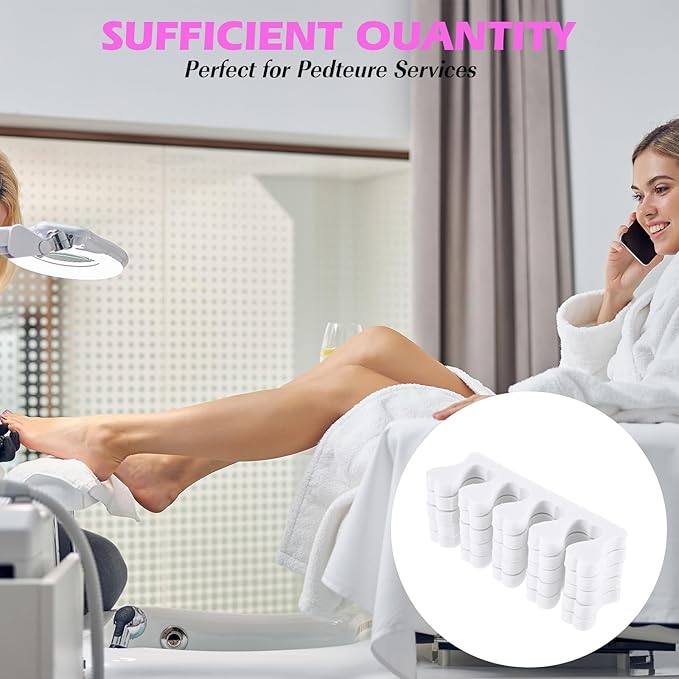 400 PcsToe Separators Pedicure Tool Kit Soft Toe Spacers for Pedicures Spreaders Finger Dividers for Women Men Feet Nail Toenails Art Painting Polish Spa(White)