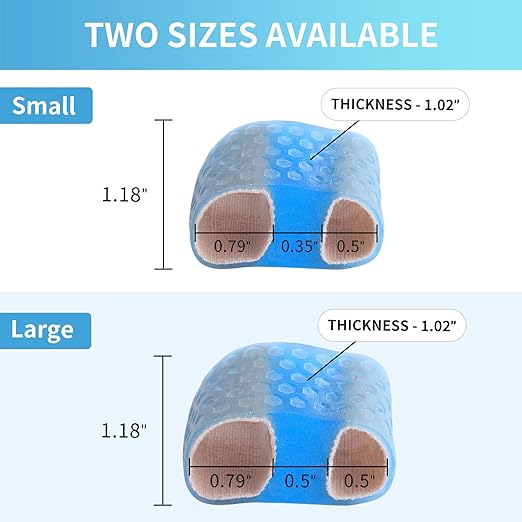Toe Separator for Women and Men, Bunion Corrector for Big Toe, 4 Pcs Toe Spacer for Bunions, Overlaps, Deformed Toes - Blue Large