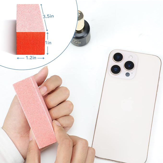 Nail Buffer Block, Coarse Grit 80/80/100, 3.5" Long, 3 Way Buff for Acrylic Nail Gel Polish Nail, Pedicure, Manicure 10 Count, Orange
