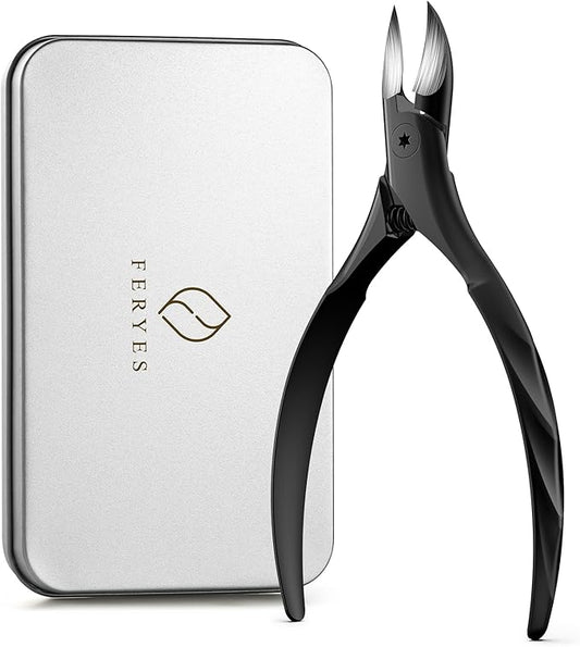FERYES Podiatrist Toenail Clippers for Thick Nails – Curved Blade Scissors for Seniors, Ingrown Nail Trimming with Wide Jaw, Anti-Slip Handle, Premium Stainless Steel