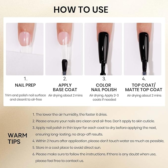 MIZHSE Quick Dry Base and Top Coat Set, Clear Foundation Nail Polish Air Dry Fast, Matte Top Coat Protect Nails Manicure Home DIY
