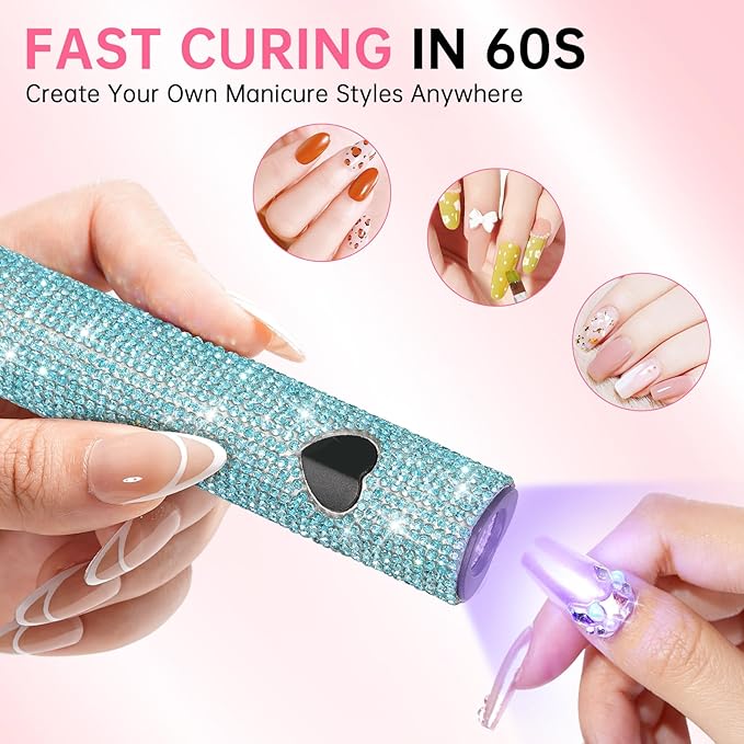 UV Light for Gel Nails, Handheld UV Nail Lamp, Portable LED Nail Lamp, Mini Nail Dryer, USB Nail Light for Fast Curing, Dark Blue