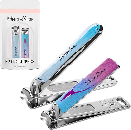 MelodySusie Nail Clippers Set, 2 in 1 Toenail Clippers Nail Clippers for Women, Ultra Sharp Stainless Steel Fingernail Nail Clippers for Men, Nail Cutter, Gifts for Women Men, Blue