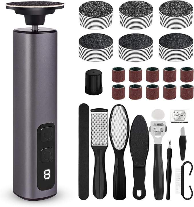Electric Foot Callus Remover - 9 Speed Callus Remover for Feet with USB Rechargeable,Electric Foot File Pedicure Tools for Feet Dead Skin Heel Callus Hardskin Dry Cracks for Women Men (Dark Gray)