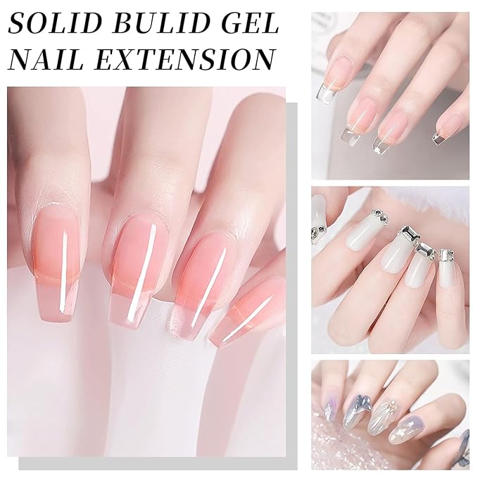 6.AIJIMEI 4 Colors Solid Builder Gel Hard 0.5oz for Nails Extension Non-Sticky Builder 3D Sculpting Gel,with Nail Tools Nail Art Design Salon Use(4 color)