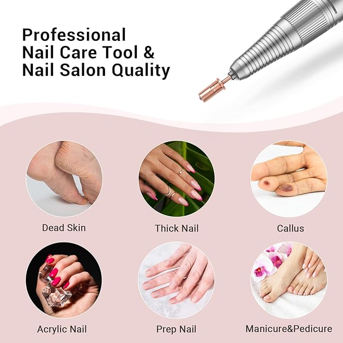 MelodySusie Crystal Top Mandrel Bit for Nails, 3/32'' Easy Off Nail Drill Bits for Sanding Bands, Suitable for Acrylic Nails Gel Manicures and Pedicures, Rose Gold