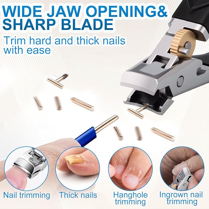 Fanyil Orthoclip, Goredny Orthoclip Nail Clippers, 180° Wide Jaw Thick Toenail Clippers,Double Configuration of Oblique and Flat Mouth Nails,Ultra Sharp Slanted Nail Clippers with Long Handle