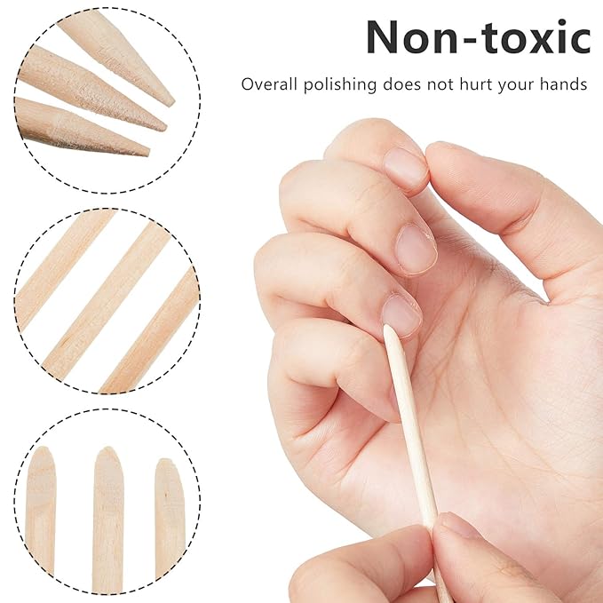 Maitys 200 Pieces Orange Sticks for Nails 4.53 Inch Wooden Cuticle Pusher Remover Double Sided Multi Functional Wood Manicure Pedicure Tool for Home and Salon