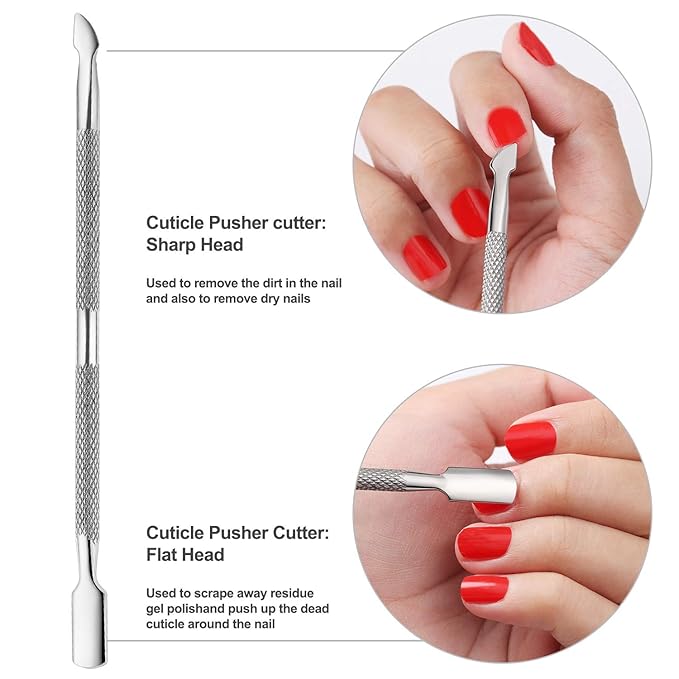 YINYIN Professional Stainless Steel Nippers, Cutter Clippers, Cuticle Remover, Trimmer with Pusher, Pedicure Manicure Tools for Fingernails and Toenails, Sliver