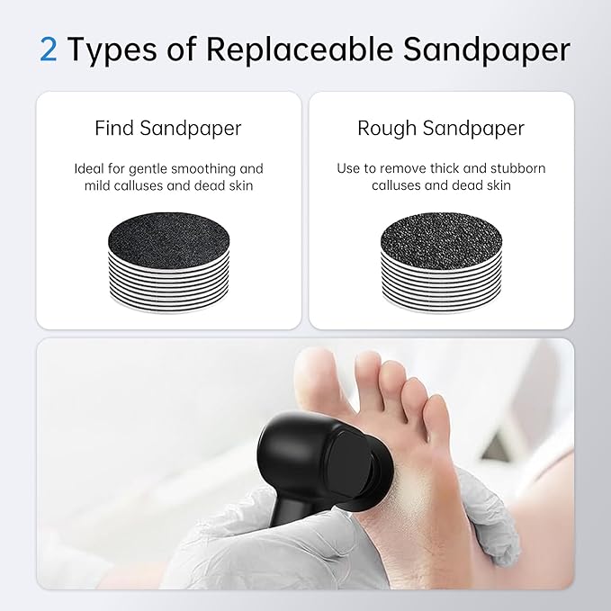 Rechargeable Electric Callus Remover for Feet - Replaceable Sandpaper Professional Foot Grinder 6 Speeds Adjustable Foot Sander, Cordless Electric Foot File Pedicure Tools for Dead Skin, Cracked Heels