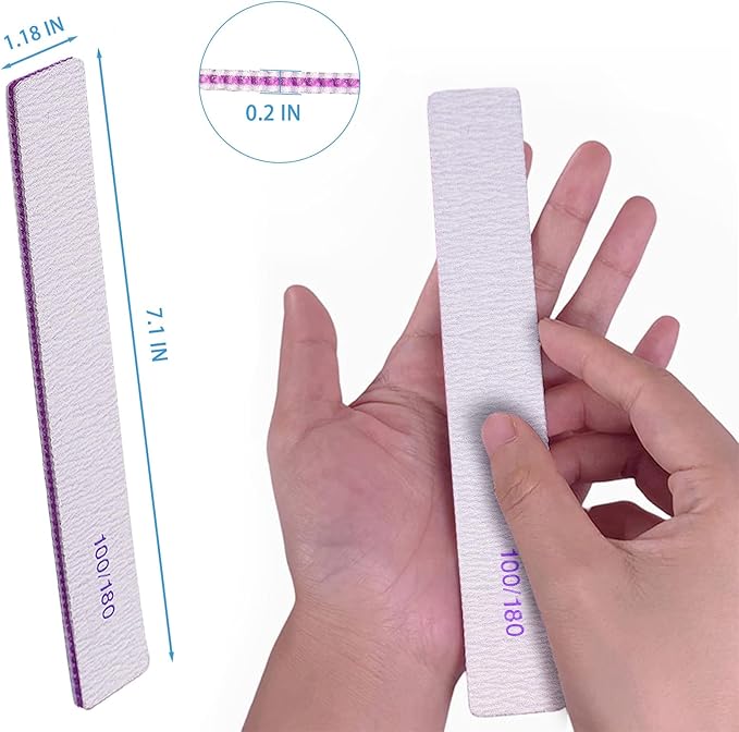 Nail Files (24 Packs), Professional 100/180 Grit Double Sided Emery Boards for Natural Nails Fingernail Toenail File Kit, Heavy Duty Emory Nail Filer Set Limas para Uñas Acrílicas Profesional