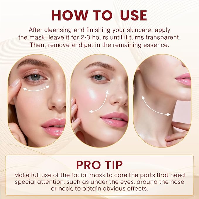 Bio-Collagen Face Masks, Deep Hydrating Sheet Overnight Face Mask, Facial Treatments and Masks for Women, Korean Skincare, Moisturizing and Firming for Girl, 12 Pack