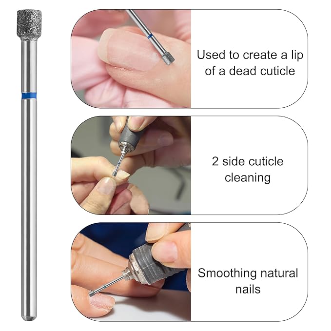 Diamond Safety Bits Small Tapered Electric Nail Drill File Cuticle Cleaner Tool for Acrylic Nails Rotary Nail Drill Machine Manicure Pedicure Polishing (Medium)