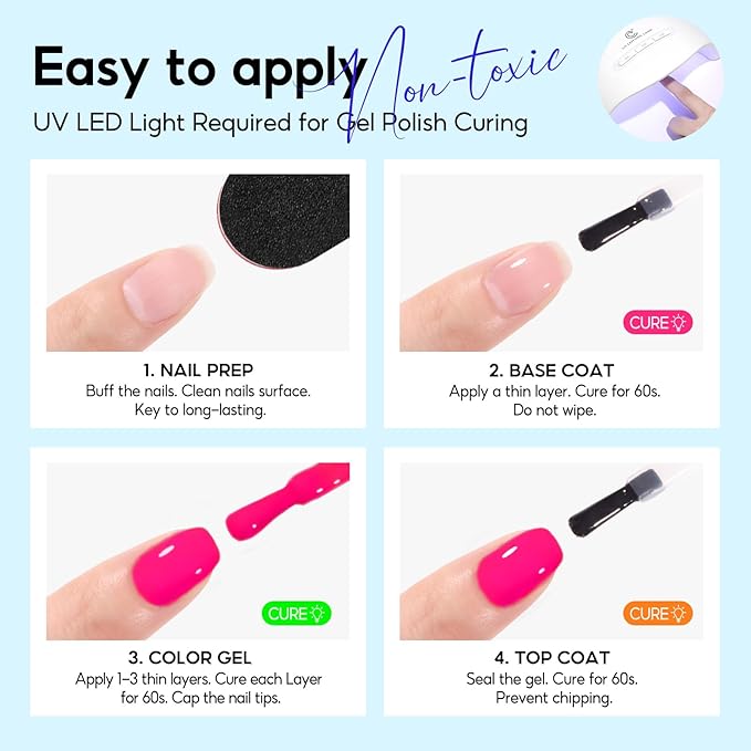 Peacecolor Neon Gel Nail Polish Set, 10ml Fall Gel Polish Bright Hot Pink Orange Yellow Purple Green Blue Vibrant Soak Off U v LED Gel Nail Art Manicure Gifts for Women DIY Salon