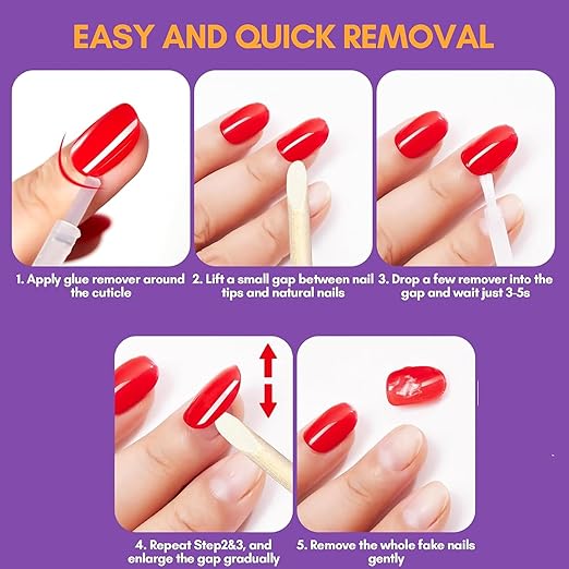 40ML Nail Glue Remover for Press On Nails - False Nails Tips - Acrylic nails Press On Nail Remover Easy Removal Debonder for Glue on Nail Tips,Non-Acetone Nail Polish Remover