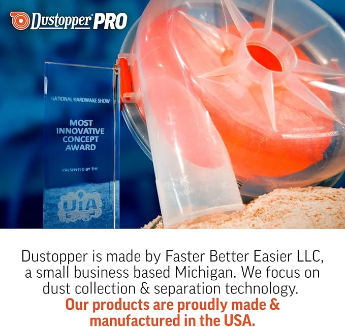 PRO Low-profile Dust Separator – Dust Collection Separator, Up to 99.9% Efficiency, Vacuum Accessories for Wet/Dry Vac System, Fits 2-½” Nominal Fittings, Elbows and Hose Sold Separately