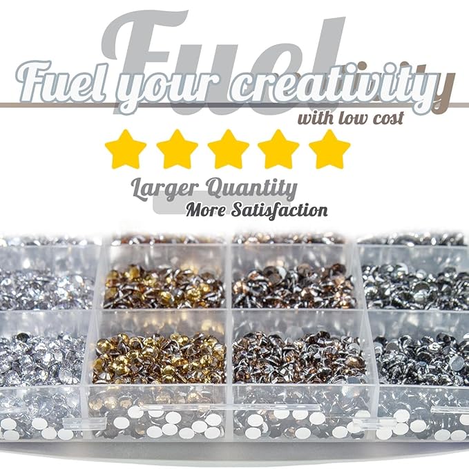 3mm 4mm 5mm Resin Crystal Rhinestones Bulk Flatback Crystal Stones 4 Color Crystal Clear Amber Brown Dark Brown Gray Gems Diamonds Charms for Nails Face Eyes Makeup DIY Crafting Shoes Clothes