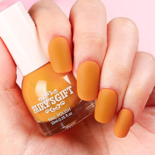 Matte Nail Polish Quick Dry Nail Lacquer for Nail Art Varnish, Mist Effect Matte Finish Velvet Nail Polish, 0.35 fl oz (Egg Yellow-02, 10 ML)