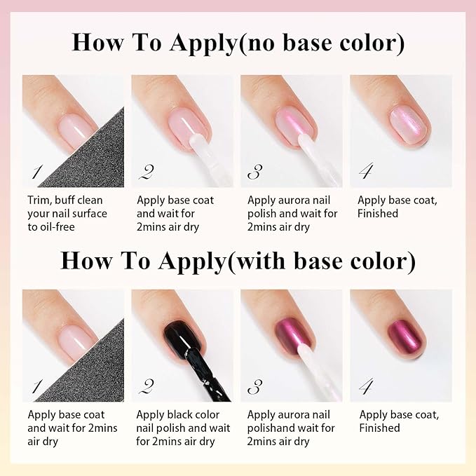 Nail Polish Quick Dry, Aurora Mermaid Effect, Air Dry Shimmer Pearl Nail Polish 12ML Nail Lacquer for Nail Art Fast Dry Fingernail Polish 1PC