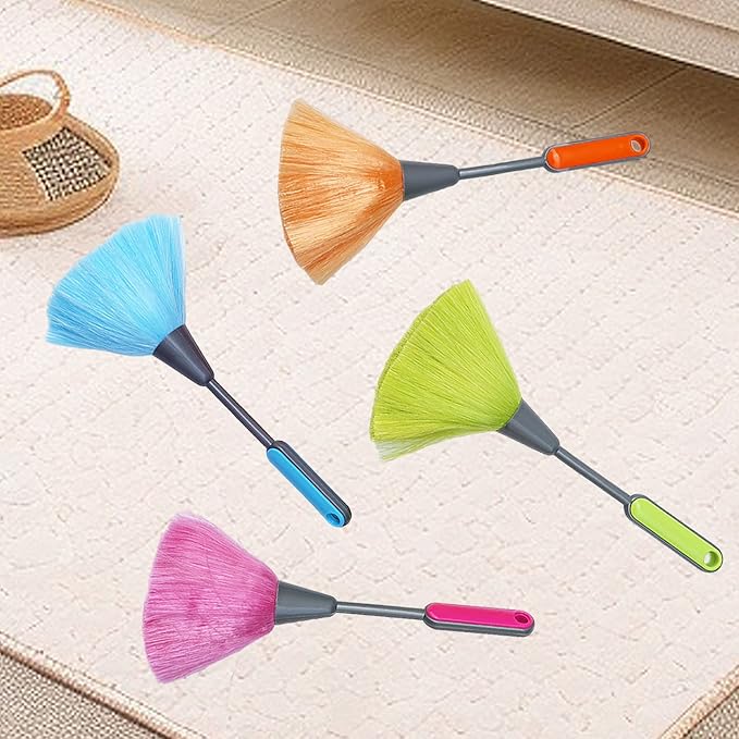 4 Pack 10" Small Microfiber Duster, Delicate Fluffy Microfiber Feather Duster, Perfect for Cleaning Laptop Keyboard, Computer Screen, Books, Photo Frames, Table