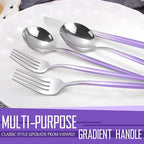 VANVRO Gradient Purple Silverware Set, 20-Piece Stainless Steel Flatware - Image 3