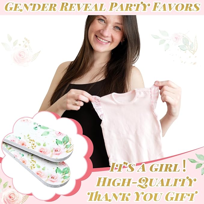 50 Pcs Floral Baby Shower Favors Decorations Baby Sower Favors Games Winners Prizes Gifts Bulk Pink Emery Board Nail Files Gender Reveal Party Favors Souvenirs Gift Bags Stuffers for Guests