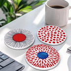Absorbent Coasters Set of 6 Round Ceramic Coasters - Image 5
