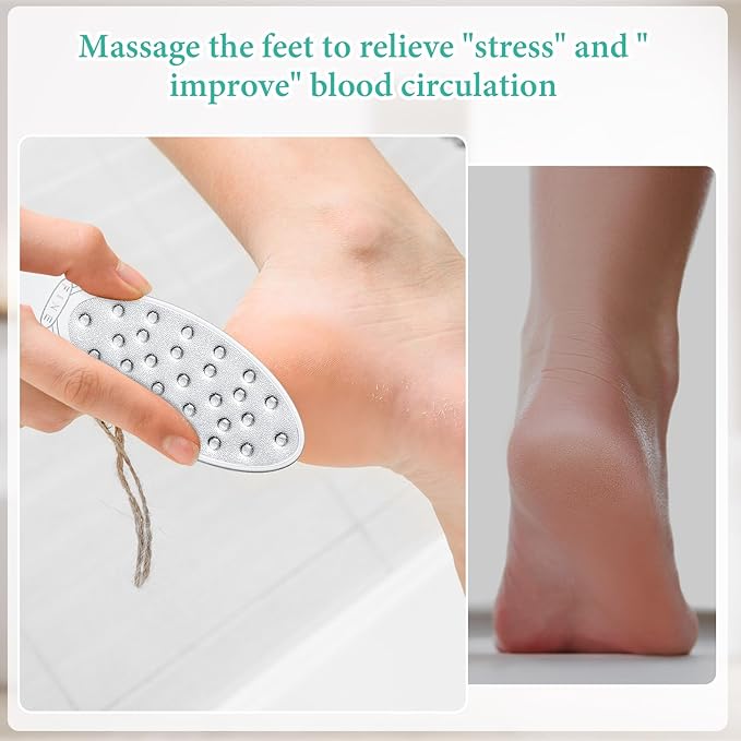 4 Pcs Stainless Steel Foot Scraper Metal Foot File Double Sided File Callus Remover Professional Feet Rasp Scrubber for Wet or Dry Skin Easy to Clean Pedicure Tool Heel