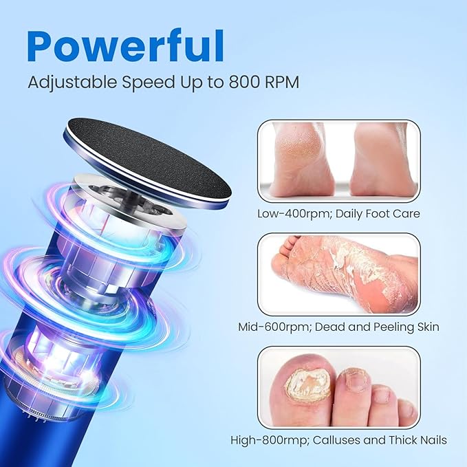 Electric Foot Callus Remover with 36 in 1 Pedicure Kit | Adjustable Speed | Mini Portable | 60 Pcs Sandpaper Discs | Professional Electric Callus Remover for Feet for Dead Skin and Calluses