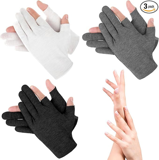 3Pair Touchscreen Cotton Gloves for Eczema and Dry Hands - Moisturizing Gloves SPA Overnight, Washable Lotion Hand Spa Treatment Gloves Repair Rough Cracked Dry Chapped Hands Skin for Women