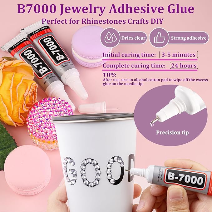 30000Pcs Resin Rhinestones for Bedazzling with Tweezers, Clear Rhinestones for Crafting with B7000 Jewelry Glue for DIY Crafts Clothing Tumblers Shoes Fabric Nail Art
