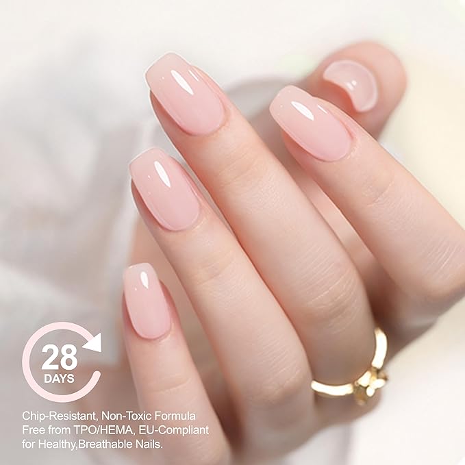 Nude Builder Base Gel, Hema Free Builder Base for Nail Repair, Strengthener, UV Curing Gel Nail Polish 10ml, Shaped Nails Thickening & Repair