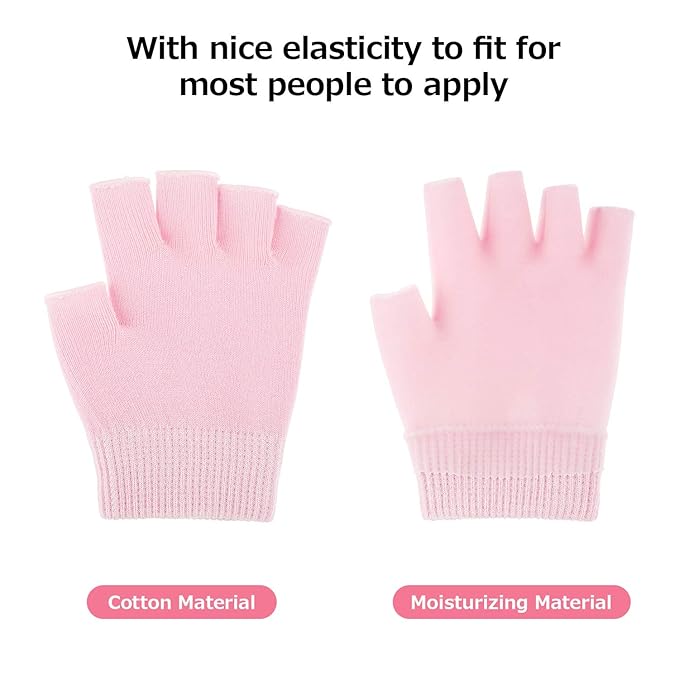 2 Pairs Fingerless Moisturizing Gloves Fingerless Gloves for Women Cotton Soft Moisturizing Eczema for Dry Rough and Cracked Hands Repair Arthritis Hand Typing for Men and Women(Pink and Black)