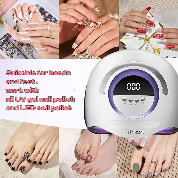 UV LED Nail Lamp with 72 Beads, 300W Nail Curing Lamps for Gel Polish with Automatic Sensor/4 Timer Setting,Led Nail Dryer, Professional Nail Art Drying Tools
