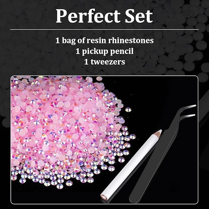 2000pcs 6mm Resin Rhinestones Bulk, Light Pink AB Flatback Round Jelly Rhinestones Bedazzling Non Hotfix Crystal Gems Large Quantity Wholesale for DIY Crafts Clothes Tumblers Face Makeup Manicure