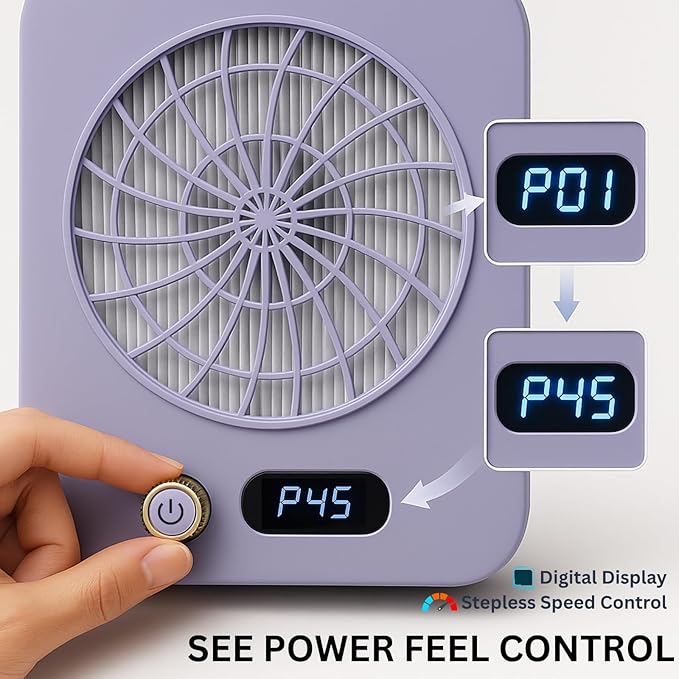 Nail Dust Collector Rechargeable, Nail Dust Vacuum with Reusable Filter, 4300 RPM Power Suction Nail Tech Fan Extractor for Acrylic Gel Polish Manicure at Salon & Home