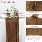 1 Pack Light Brown Cheesecloth Table Runner 120 Inch Boho Wedding Decor | - Image 3