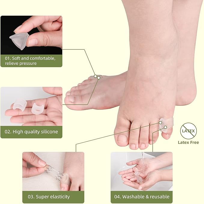 Pinky Toe Separator, Gel Toe Spacers Straightener, Hammer Toe Corrector for Feet Women and Man 10 Pcs/lot, Pinky Toe Bunion Spreaders for Overlapping Toes Women